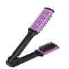 Double Brush Comb Soft Bristles Prevent Static Clamp Hair Brush Straightener with Ergonomic Handle for Hairdressing