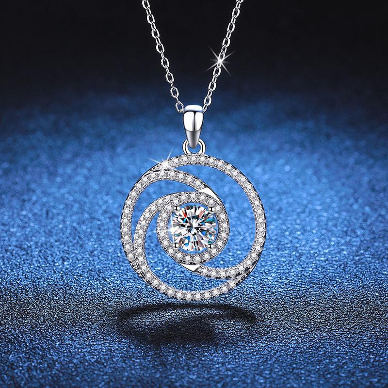 D Color 18K White Gold Moissanite Necklace 1 Carat Windmill Women S925 Silver Necklace Luxury Fashion Jewelry
