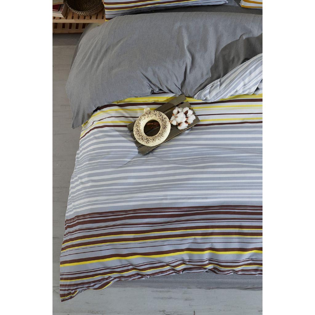 Sahara, Patterned Double Duvet Cover Set With Elastic Sheets, Reusable On Both Sides