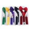 Kids Elastic Suspenders Bow Tie Set Matching Tuxedo Suit Unisex Boy Girl Bowtie Wedding Costume Adjustable Y-Back Brace Belt