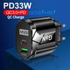Быстрое зарядное устройство PD 33 В GaN QC 3.0 9 В / 12 В EU / AU / UK Спецификация USB-адаптер