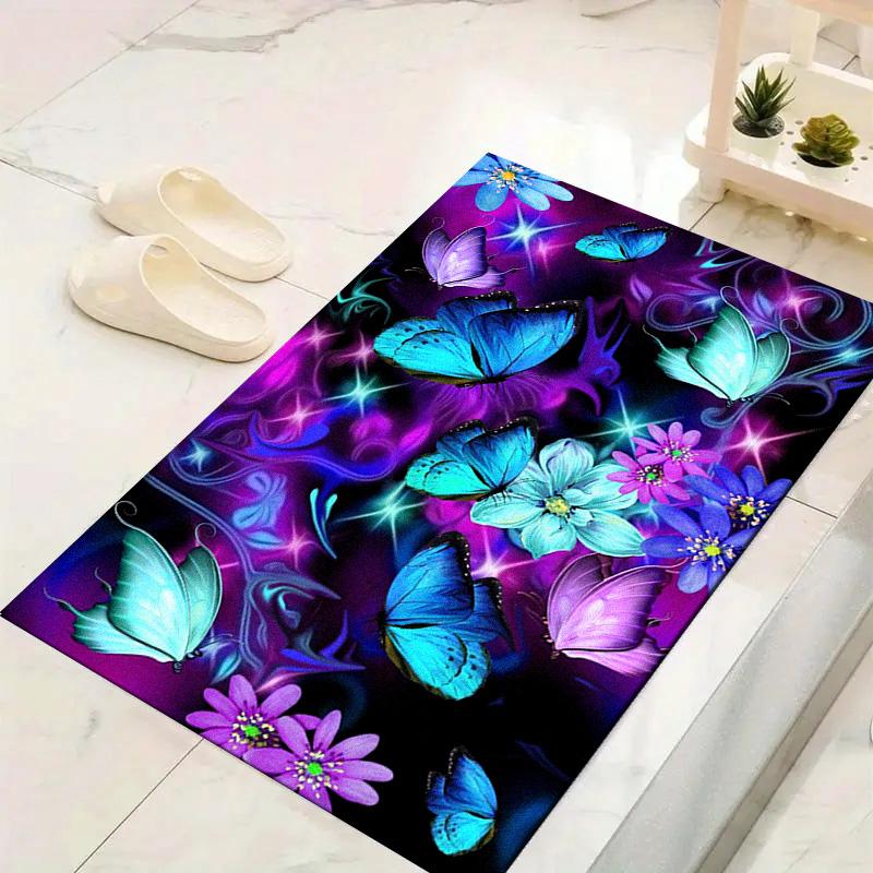 Dreamy Blue Butterfly Carpet Rug for Living Room Bedroom Home Sofa Decoration,Kids play Non-slip Floor Mat