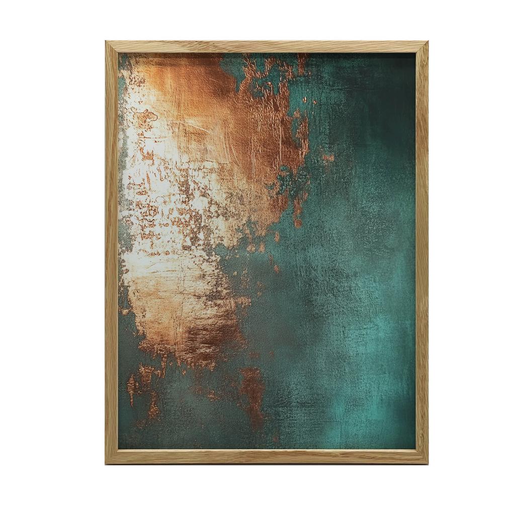 Miedziowy Akcent W Turkusie Miedziowy Akcent W Turkusie, 30X40 Cm, Bez Ramy, Płótno Premium Na Blejtramie