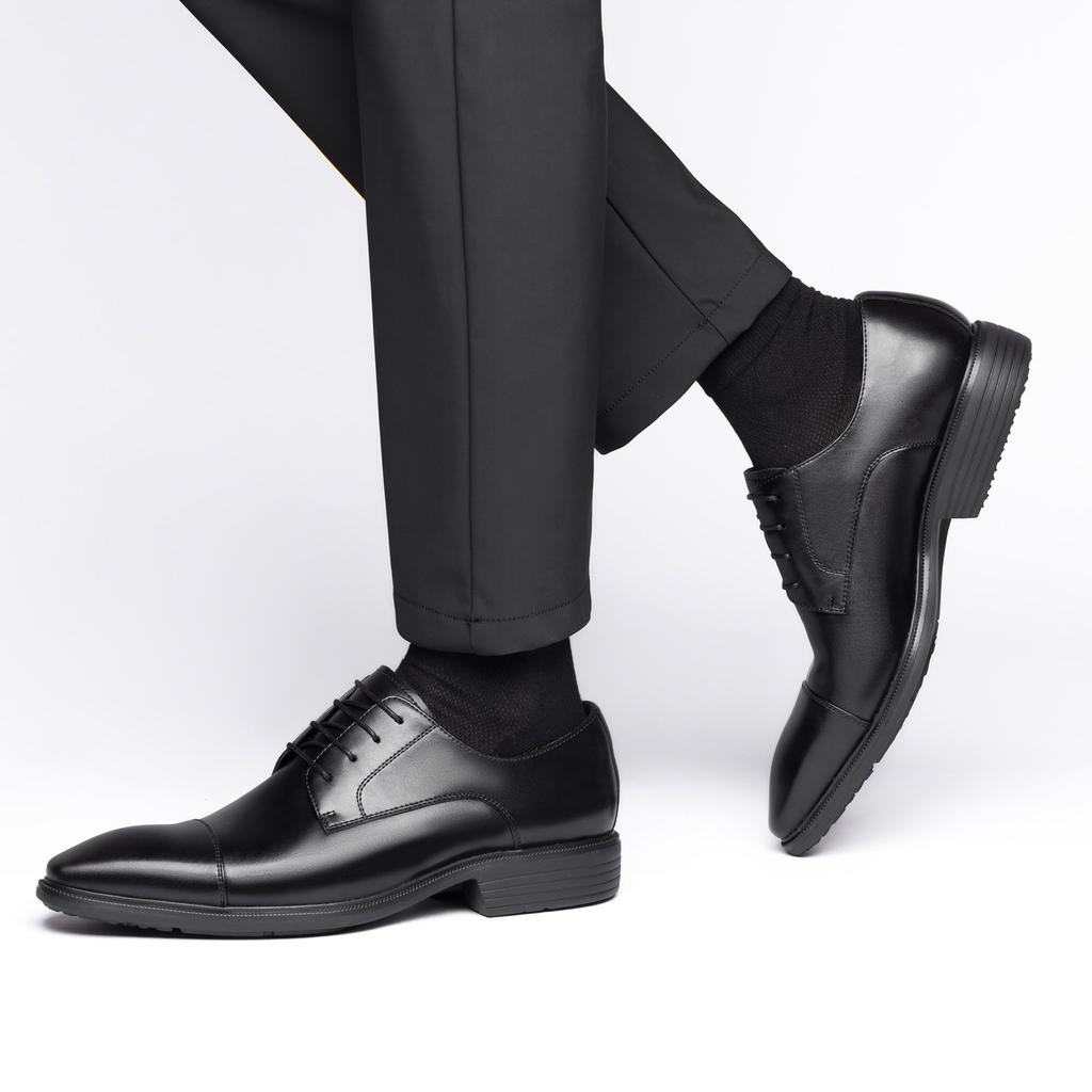 Деловое кожаное платье полностью прямое высокое качество внешний премиум черный [Fox Sense] обувь, обувь, мужская обувь, водонепроницаемый, наконечник, мужская обувь, крылья,