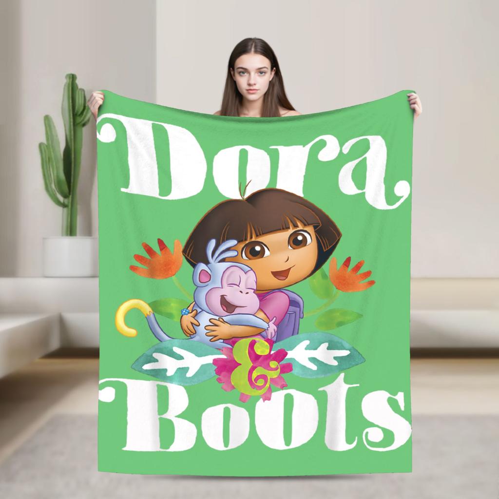 DDoras The Explorers Boots Bananarific Big Chest Logo Blanket Super Soft Plush Bedding Throws For Flannel Bedspread Bed Cover