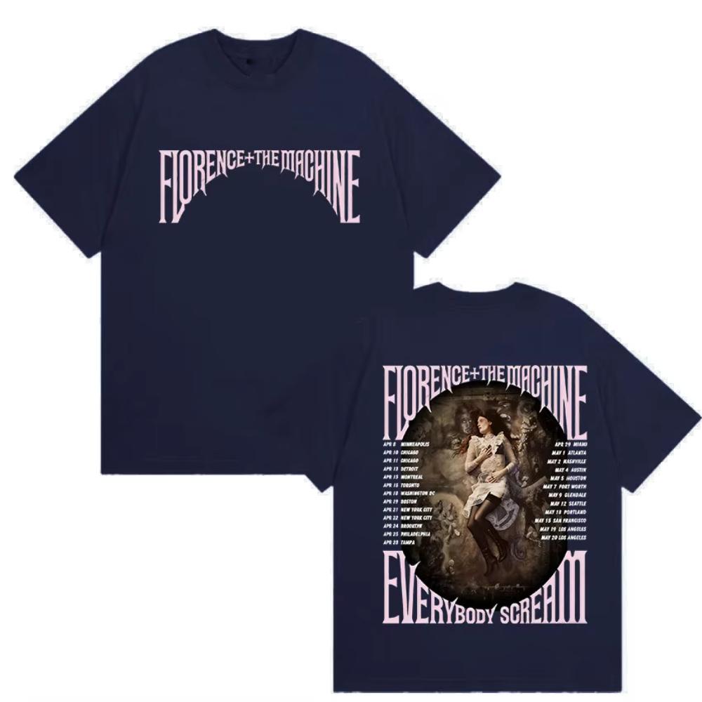 Florence  The Machine Everybody Scream Tour  Graphic TShirts Unisex Women Vintage Harajuku Oversized Cotton TShirt Streetwear
