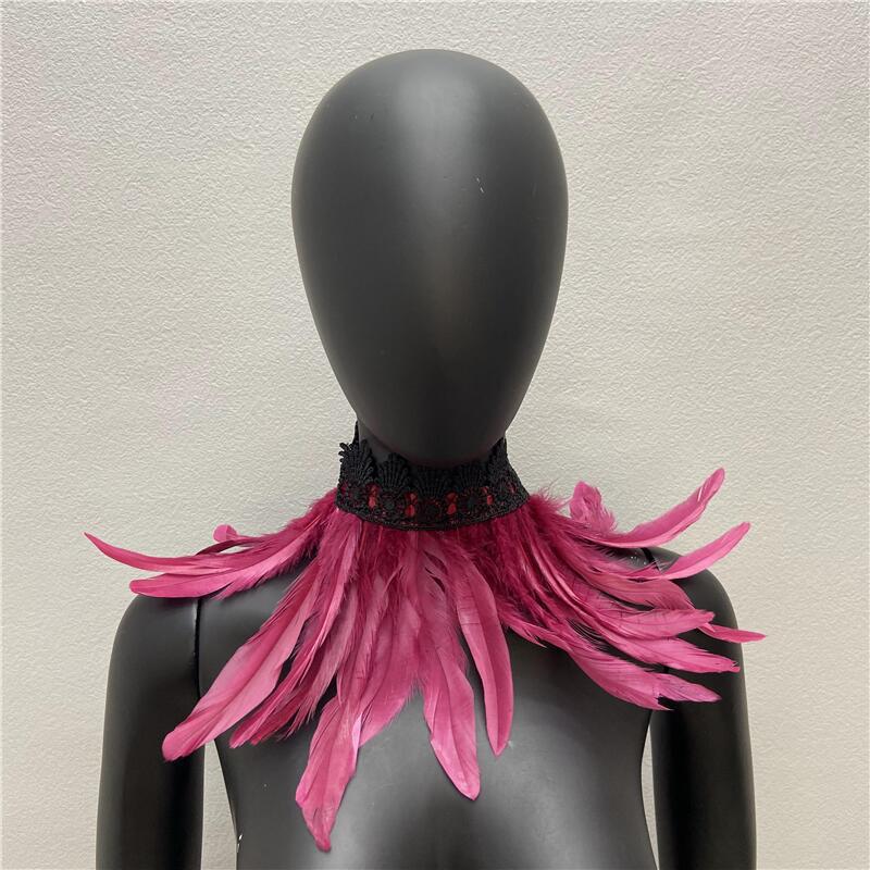 32 см Роскошный панк-перо чокер кружевное перо ожерелье готический перо шарф
