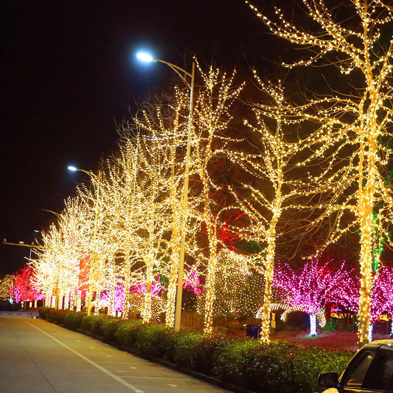 Рождественские огни 10 м, 20 м, 30 м, 40 м, светодиодные уличные гирлянды, 8 режимов для свадебной вечеринки, сада, заднего двора, праздничные огни, 220 В, вилка европейского стандарта