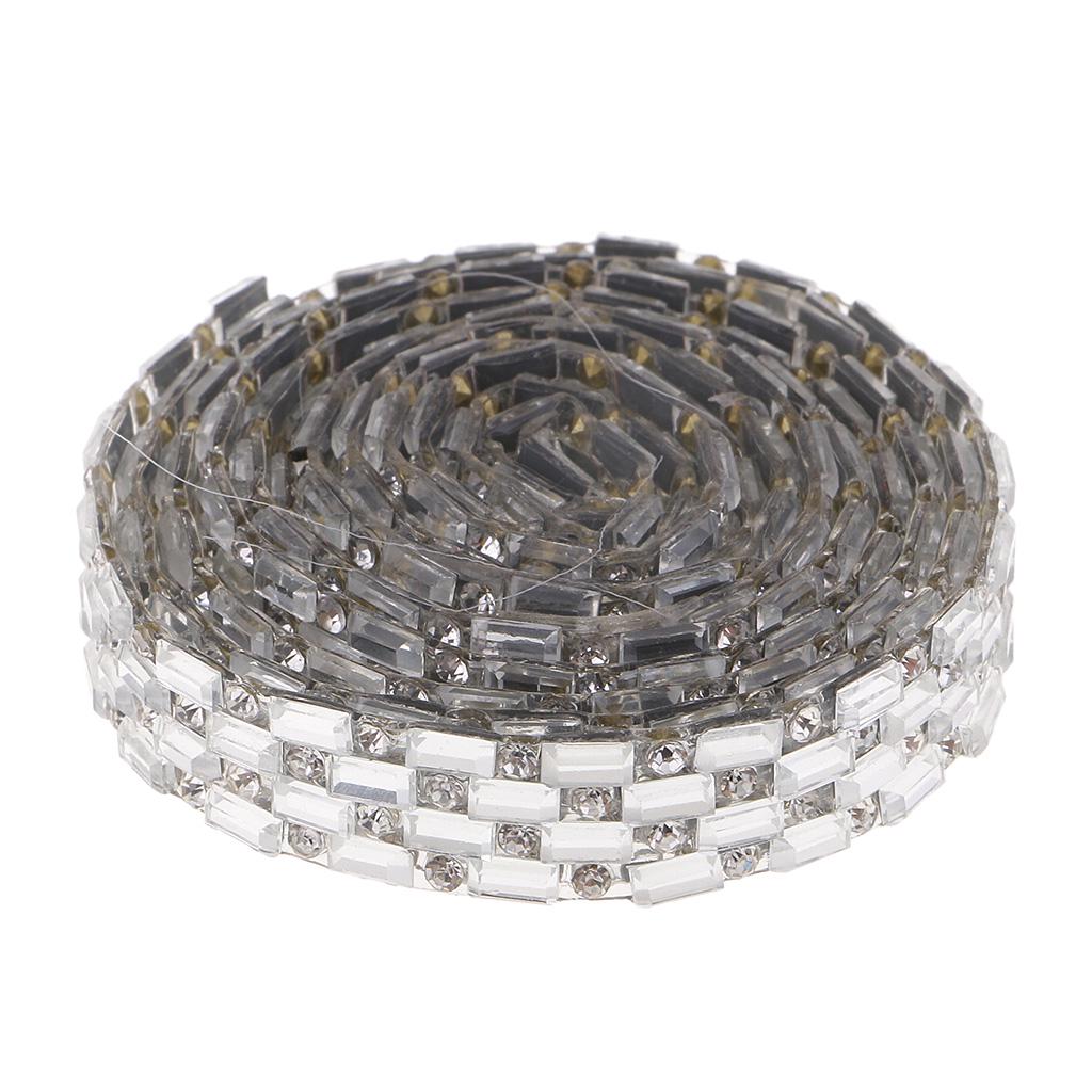 1 Yard Silver Rhinestone Ribbon Crystal Sewing Trim DIY Crafts 6 Rows 12mm