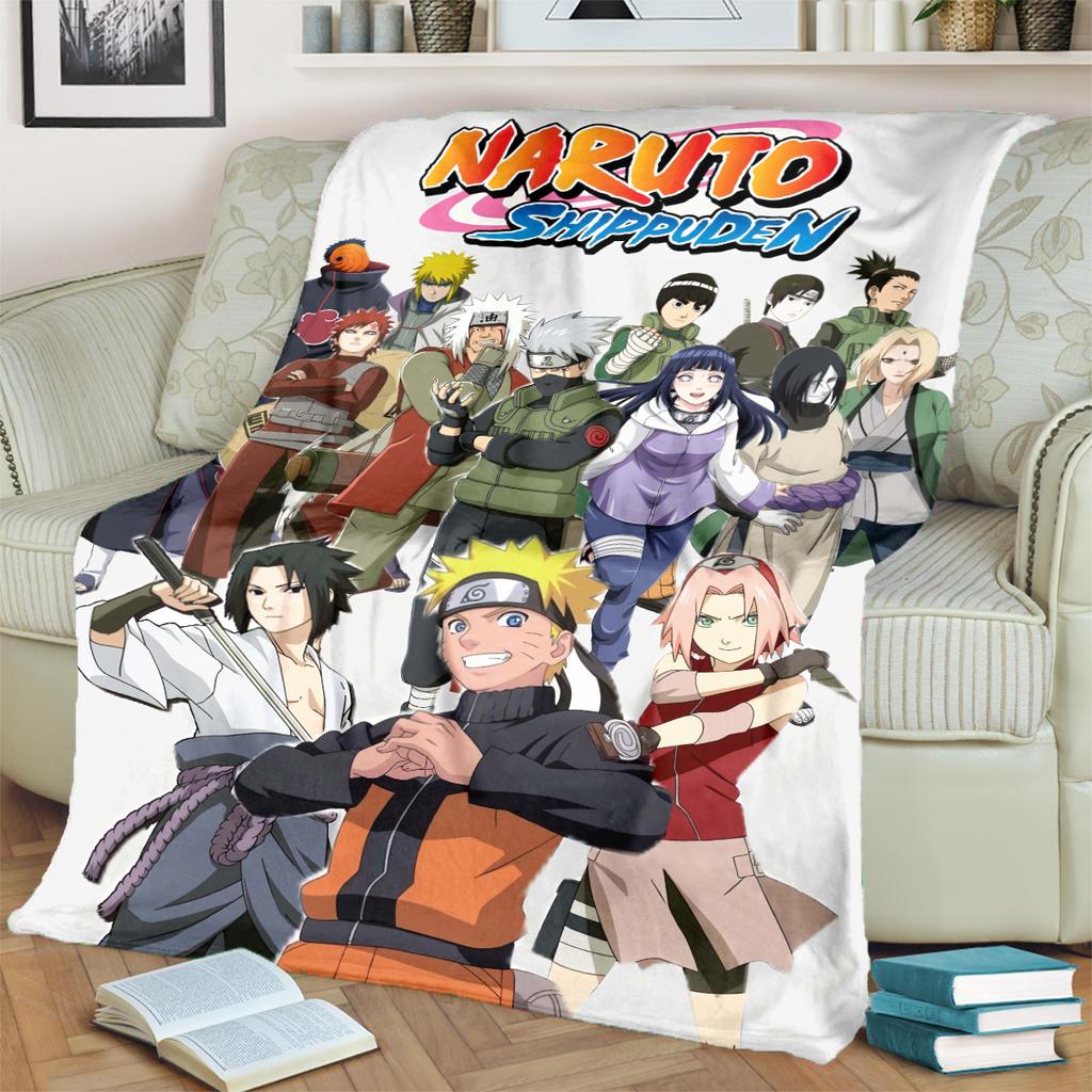 Anime-Naruto Print Blanket Warm Comfortable Flannel Blanket for Bedrooms, Sofas, Beds, Chairs, Picnics, Travel -LXR73