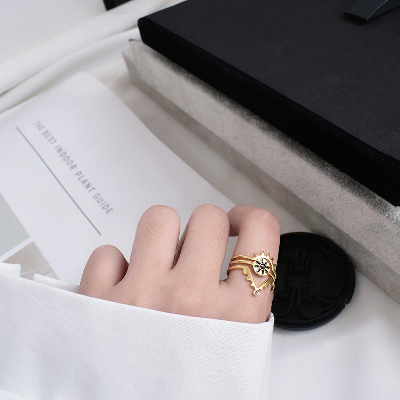 Chic Korean Style 925 Sterling Silver & 24K Gold Geometric Women's Ring