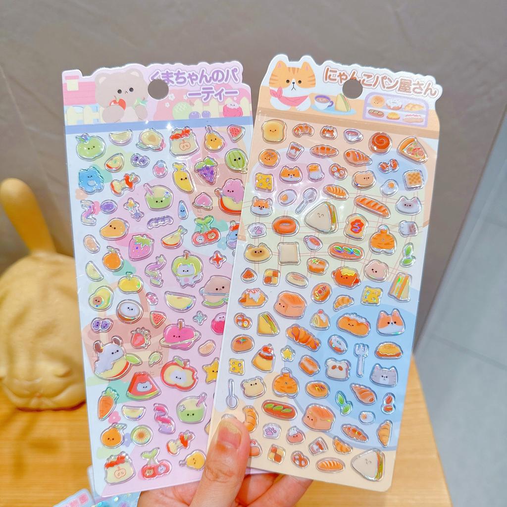 3D Crystal Stickers Kawaii Animal Candy Glitter Puffy Decals for Kids Reward Scrapbook Phone Case DIY Craft