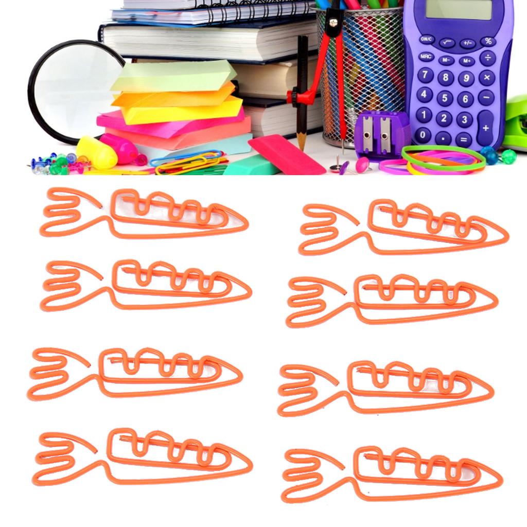 100 шт. скрепок в форме морковки, портативные, милые, забавные, металлические скрепки для организации файлов H