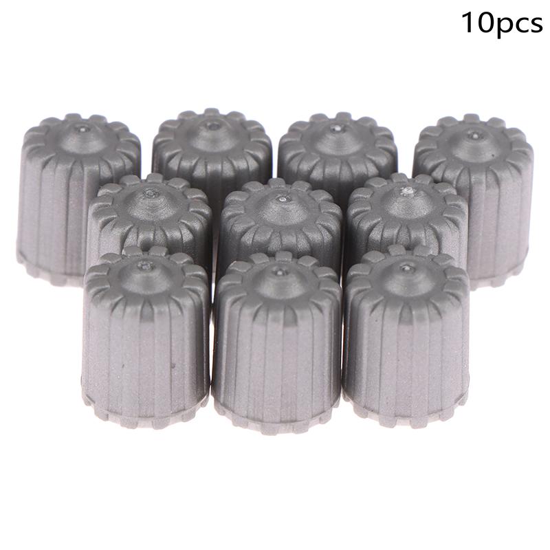 10Pcs Car Tire Valve Stem Caps Nylon Tyre Air Port Dust Covers W/ Gasket Gray Car Accessories For Auto Bike Air Valve Caps