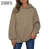 INDFS Женская Мода Повседневные Однотонные Толстовки и Свитшоты с Принтом, с Длинным Рукавом и Капюшоном
