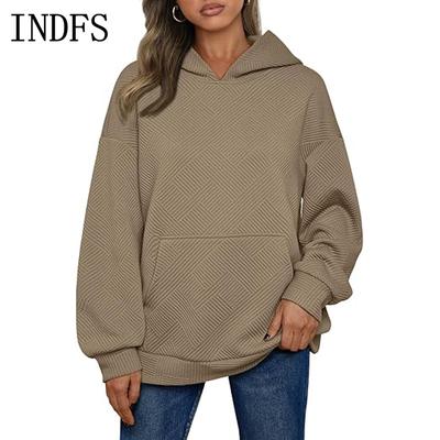 INDFS Женская Мода Повседневные Однотонные Толстовки и Свитшоты с Принтом, с Длинным Рукавом и Капюшоном