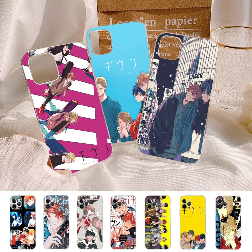 Японский мультфильм Given Прозрачный чехол для телефона для iPhone 17 Air 16 Pro Max 15 14 13 12 11Plus Ударопрочный чехол