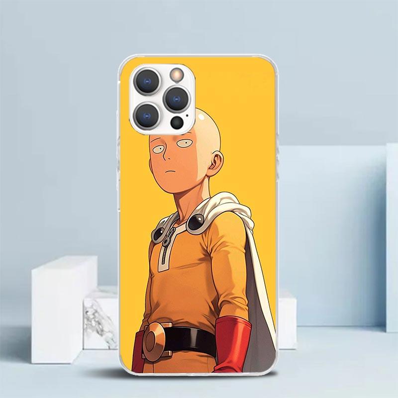 Мягкий чехол One P-Punch-Man Saitama King для iPhone 16 17 Air 15 14 Pro Max 16E Чехол для телефона 13 Mini 12 11 7 SE 8 С рисунком Подходящий