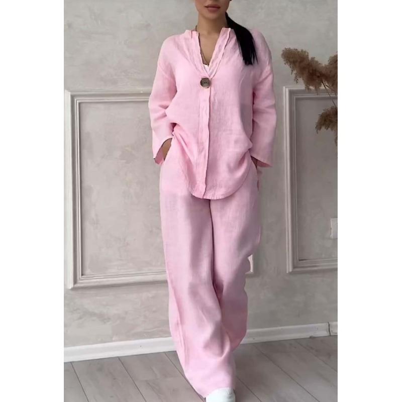 Весна и осень женская рубашка с длинным рукавом модный однотонный повседневный брючный костюм