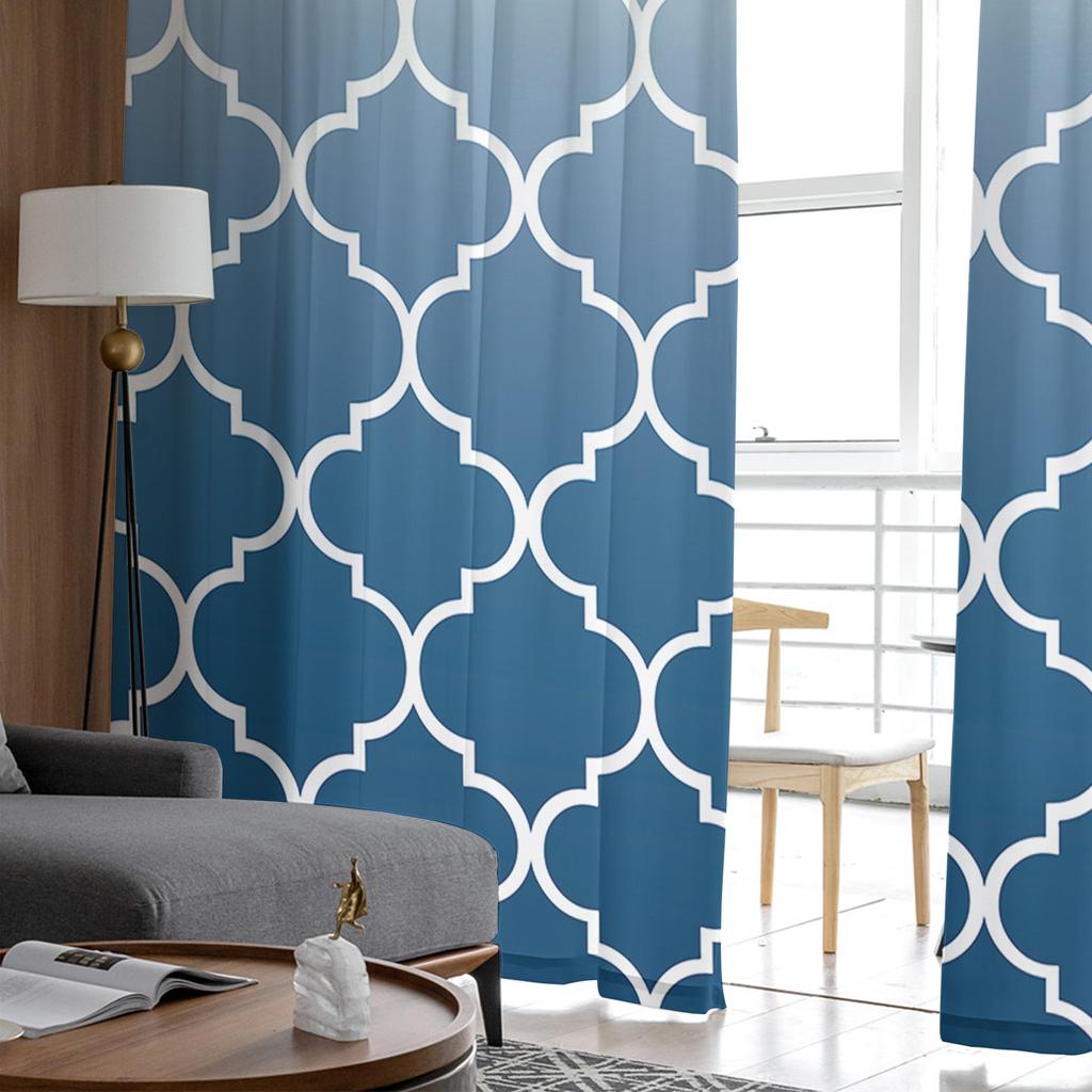 Марокко Синий градиент тюлевые шторы для гостиной вуаль прозрачные шторы для спальни шифоновые шторы для кухни