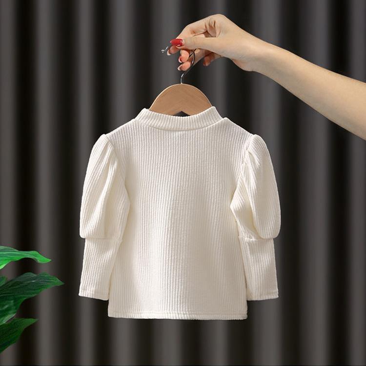 Girls' Base Shirt Children's T-shirt Knitted Long Sleeve Top Spring Wear