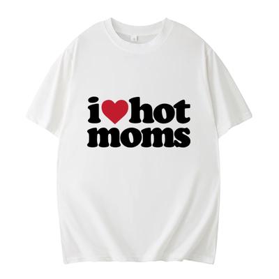 Футболка I Love Hot Moms с забавным принтом в виде букв, женская футболка, летняя футболка унисекс с коротким рукавом, женская футболка Harajuku
