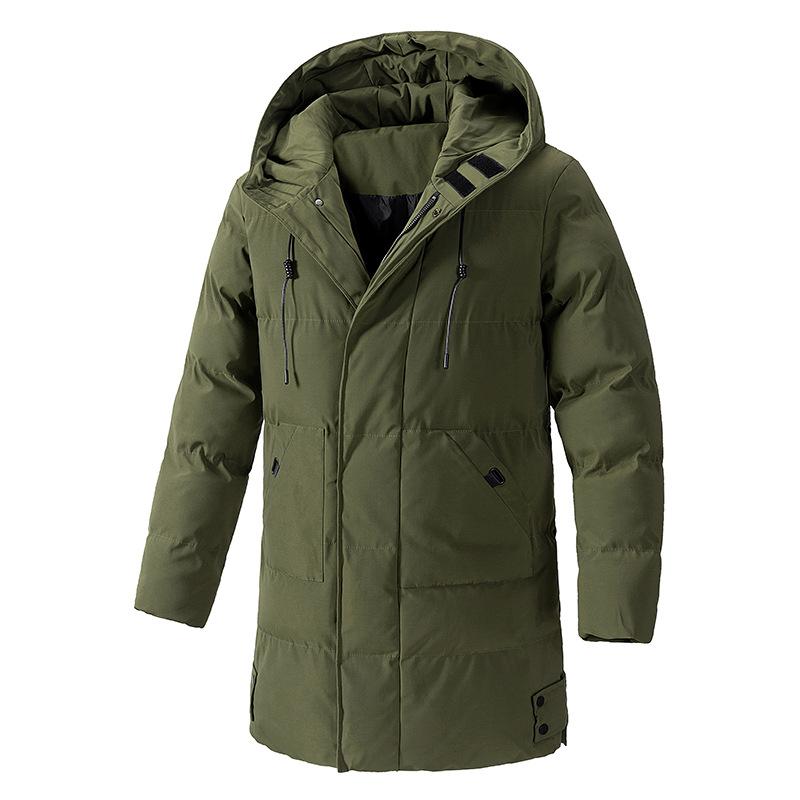 Men's Winter Long Hooded Warm Jacket Loose Plus Size Windproof Jacket Lining Padded Warm Jacket