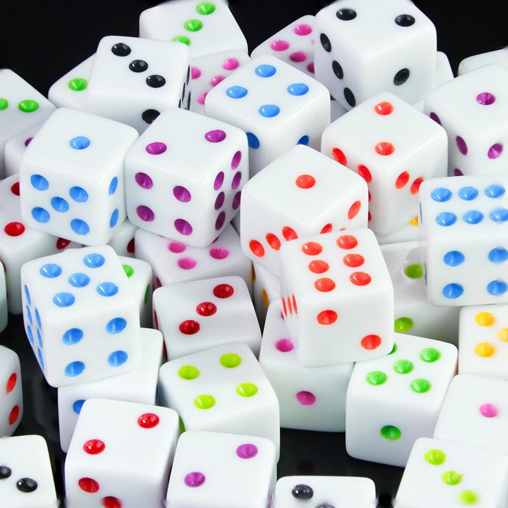 Белые игральные кости 10 шт. 6-гранные игральные кости квадратные углы 16 мм математические развлечения акриловые игральные кости инструмент
