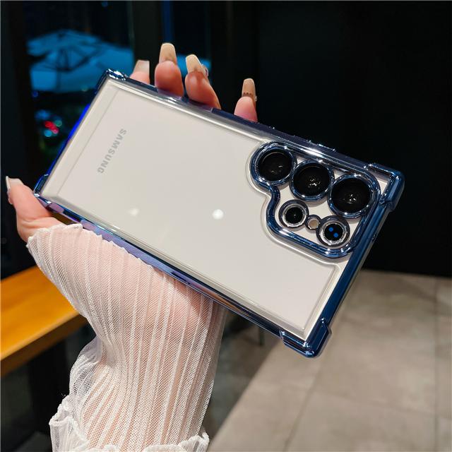 Для Samsung Galaxy S25 Ultra Роскошный Прозрачный Чехол для Телефона с Гальваническим Покрытием Рамки Для Samsung S22 S23 S24 Plus A15 A55 Защитная Крышка