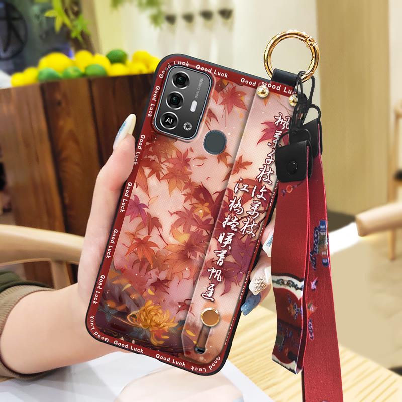 Shockproof Protective Phone Case For ZTE Blade A53 Pro Anti-dust For Mom Wrist Strap Waterproof Back Cover Elderly Lady