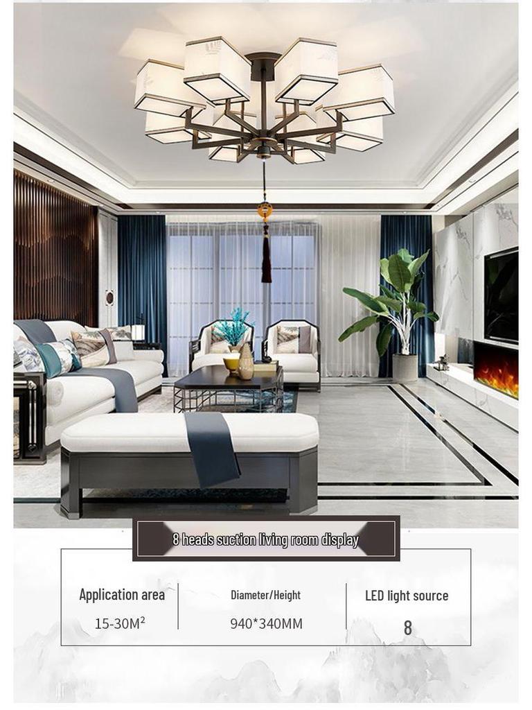 Современная китайская дзен квадратная люстра для гостиной, спальни или чайной комнаты