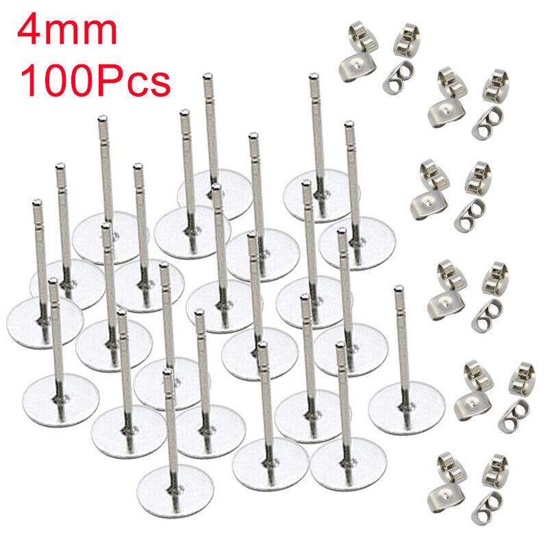 100 шт. Практичные плоские серьги-иглы с плоским дном Серьги с плоской головкой Серьги ручной работы Удобный аксессуар DIY
