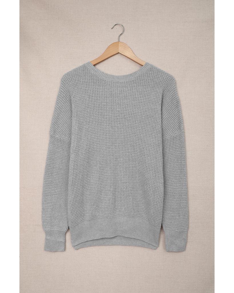 Azura Exchange Серый свитер с перекрещивающимися бретелями на спине