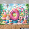 2D фон Конфетная страна с пончиками, посыпкой, мороженым, фон для фотобудки