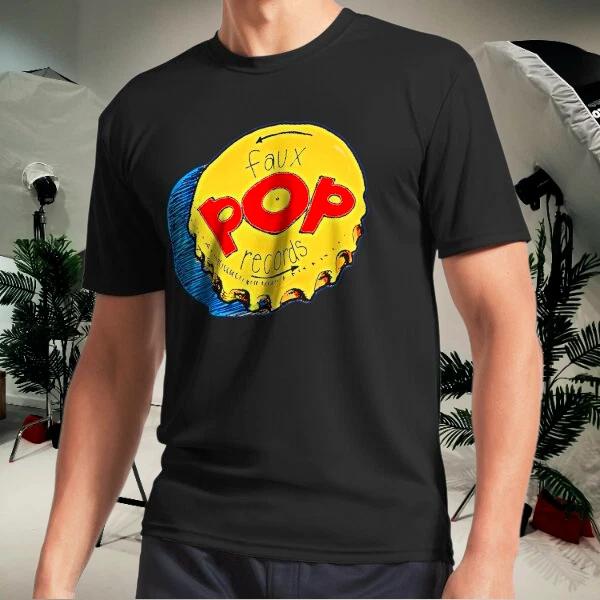 Men's and Women's T-shirts Faux Pop Records Bottle Cap