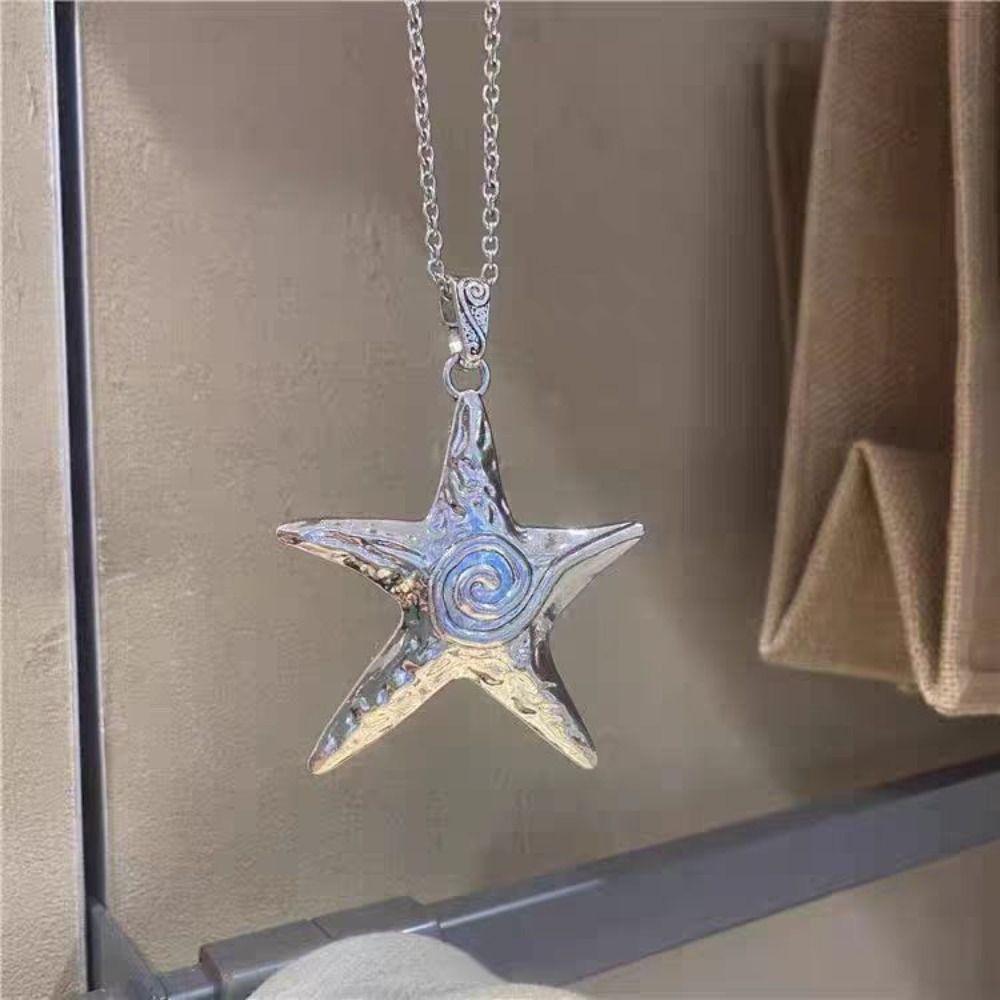 Silver Star Circular Collar Bohemian Silver Jewelry Simple Y2k Necklace Beach