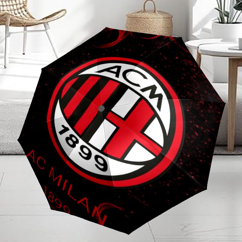 Автоматический зонт в тематике AC Milan, легкий и портативный, 8 спиц, идеально подходит для путешествий на открытом воздухе, на дни рождения, Рождество, в качестве подарков.
