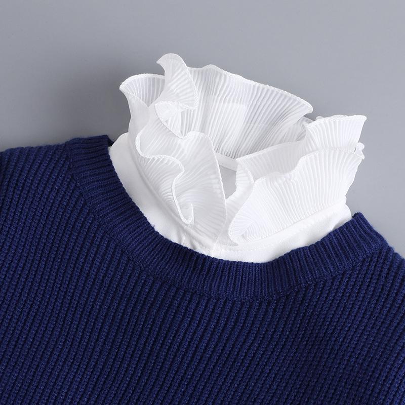 Fashion Cotton Ruffles Lace Fake Collar Blouse Vintage Detachable Shirt False Collar Lapel Blouse Top Women Clothes Accessories