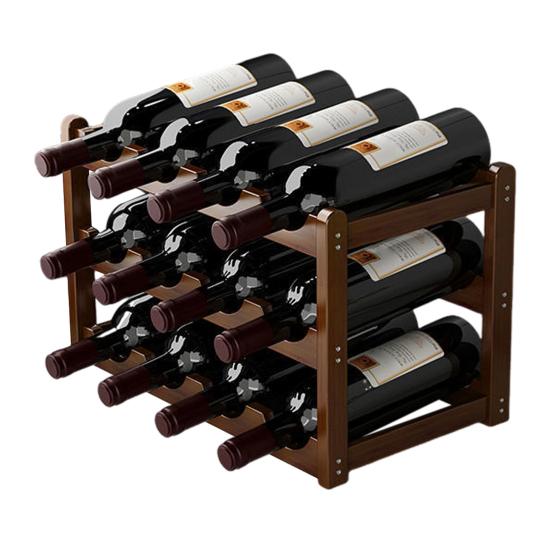 Bamboo Wine Rack Holder Bar Cabinets Stackable Storage Cube Tabletop for Champagne
