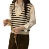 Striped Knitted Vest Women's Design Sense Autumn Outerwear Stacked V-neck Sweater Top Women