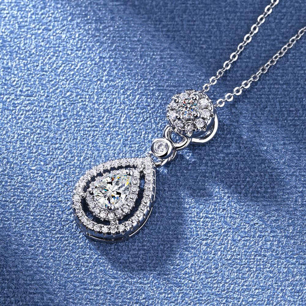Серебряное колье 925 пробы для женщин, сверкающий циркон, кулон в форме слезы, цепочка на ключицу, ювелирное изделие, подарок на день рождения