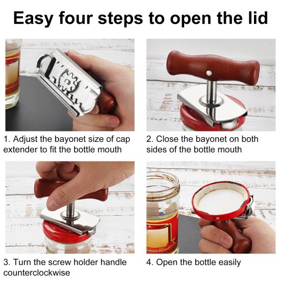 Открывалка для банок для крышек 1–4 дюйма. Открывалка для бутылок. Открывалка для консервных банок. Быстро открывающийся кухонный инструмент из нержавеющей стали для пожилых людей. Артрит. Слабые руки. Легко открывающиеся шестерни.