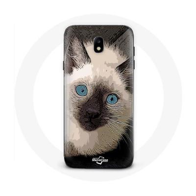 Coque Samsung Galaxy J3 2017 Chat Siamois Noir Et Blanc Aux Yeux Bleus