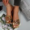 Fashion Sexy Chain Lock Solid Color Plus Size 2024 Summer New Style Roman Style Flat Outdoor Female Slippers Women Sandals