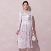Intellectually gentle temperament printed dress for women in autumn 2025, daily age reduction, bubble sleeves, waist cinching, slimming effect