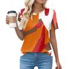 T Shirts For Women Pleated Round Neck Dressy Casual Blouses Printing Short Sleeve Summer Tops Loose Fit