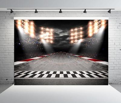 BELECO 7x5ft Fabric Racing Backdrop Motorsport Finish Line Race Track Racing Car Background Auto Moto Racing Circuit Spo