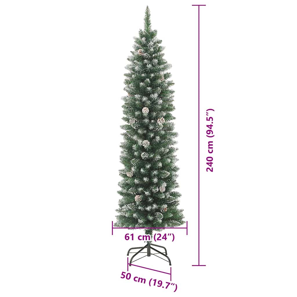 Artificial Slim Christmas Tree in Green and White 240 cm