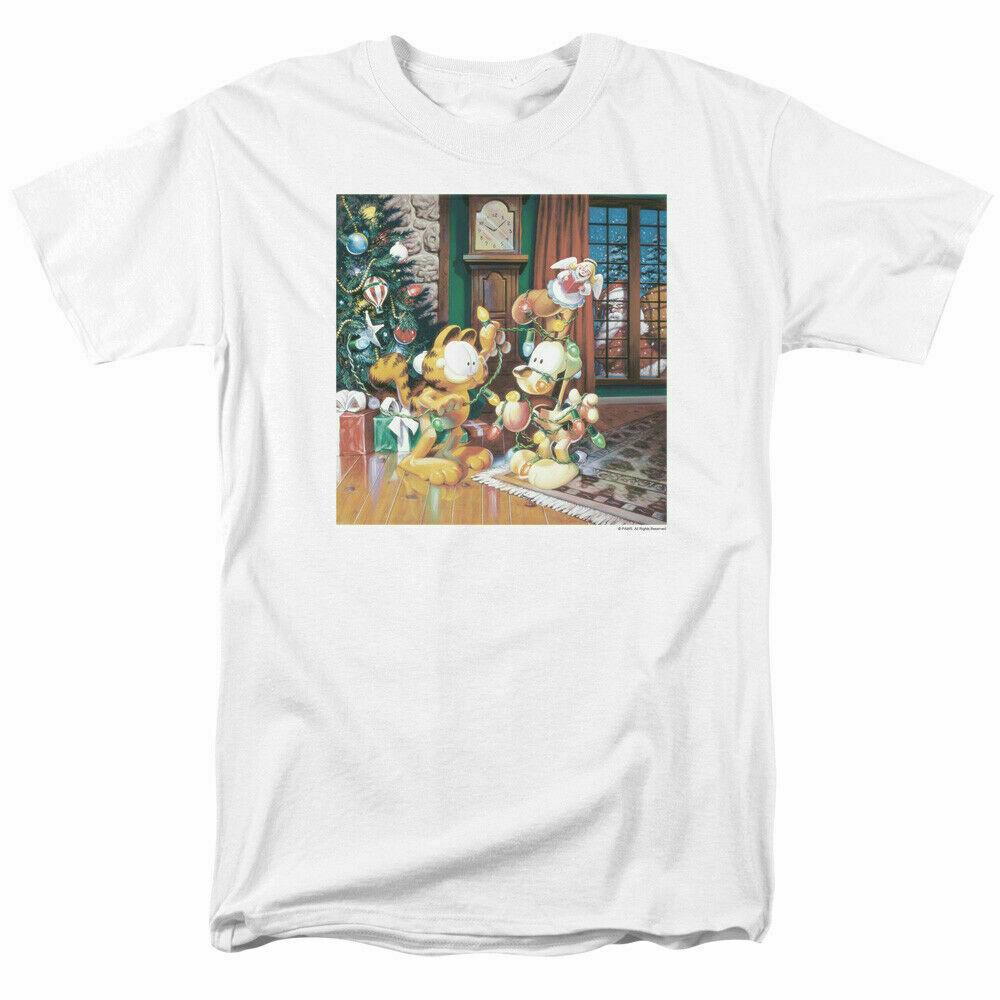 Garfield Odie Christmas Tree T Shirt Licensed Comic Book Cartoon Tee White