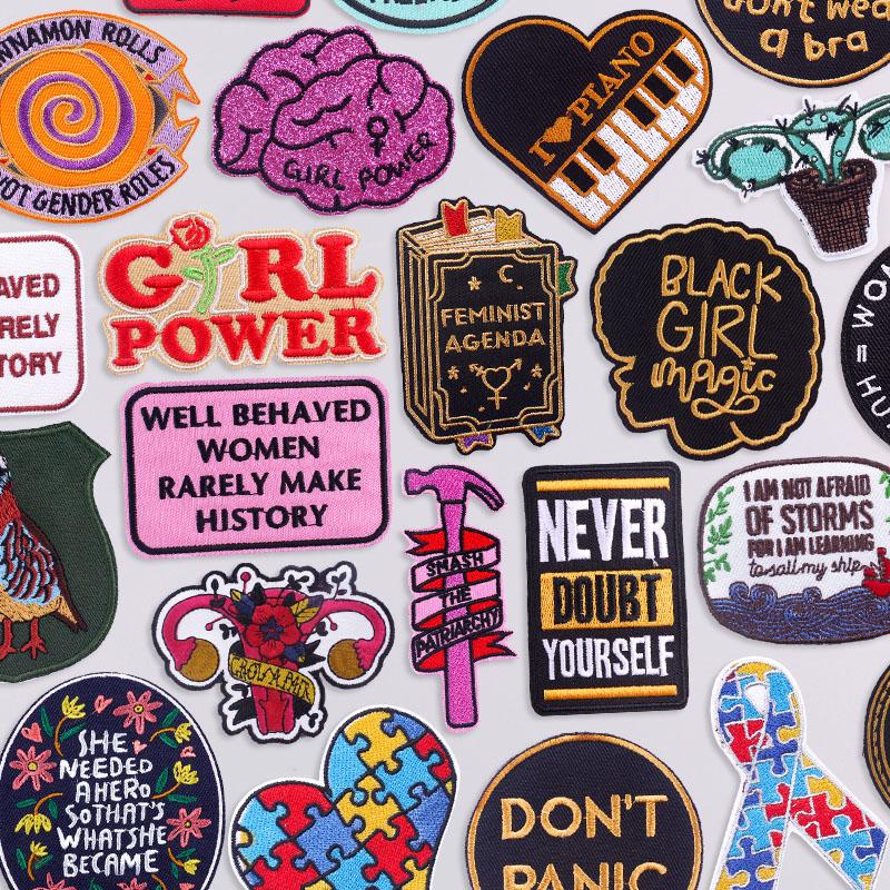Вышивка 'Girl Power' Нашивка Наклейки На Одежду Термоклеящиеся Нашивки На Одежду DIY Буквы/Фразы Декоративная Аппликация